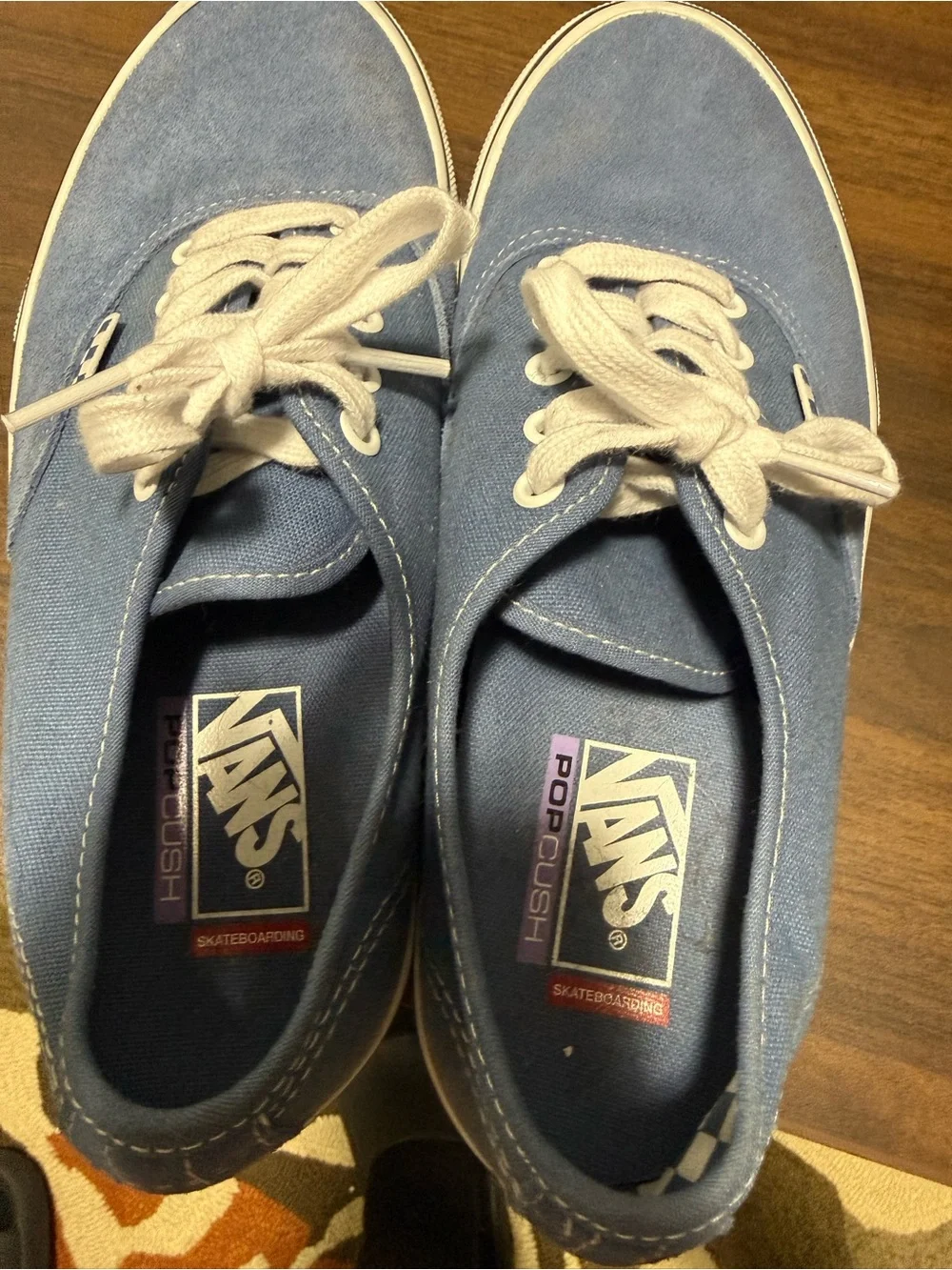 Vans Blue Canvas Low-Top Sneakers with White Laces. Never worn outside brand new